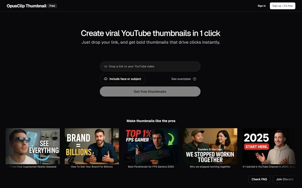 API gpt-image-1 OpenAI: Geração de Imagens IA Avançada para Desenvolvedores em 2025 5 Exemplo da ferramenta OpusClip Thumbnail utilizando a API gpt-image-1 para gerar thumbnails de YouTube.