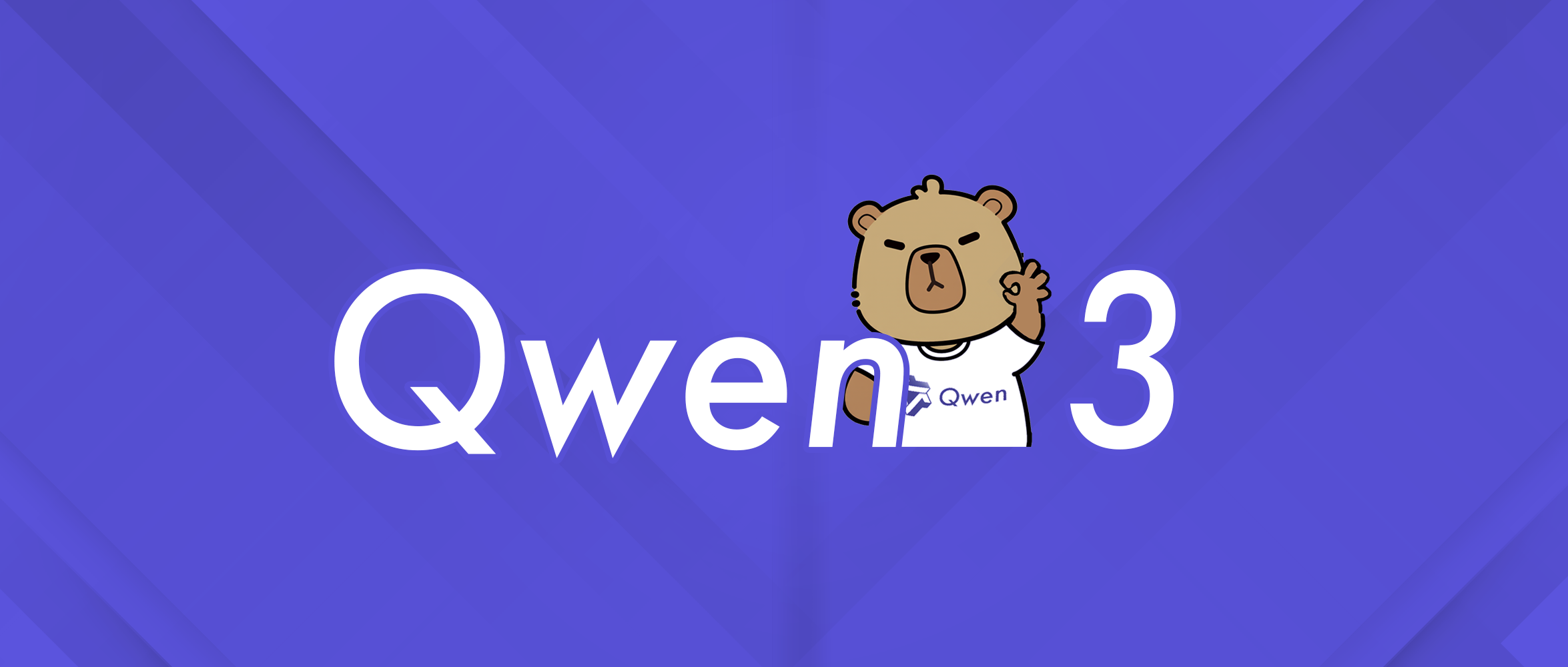 Banner de lançamento do Qwen3 LLM com elementos gráficos abstratos representando inteligência artificial e redes neurais.