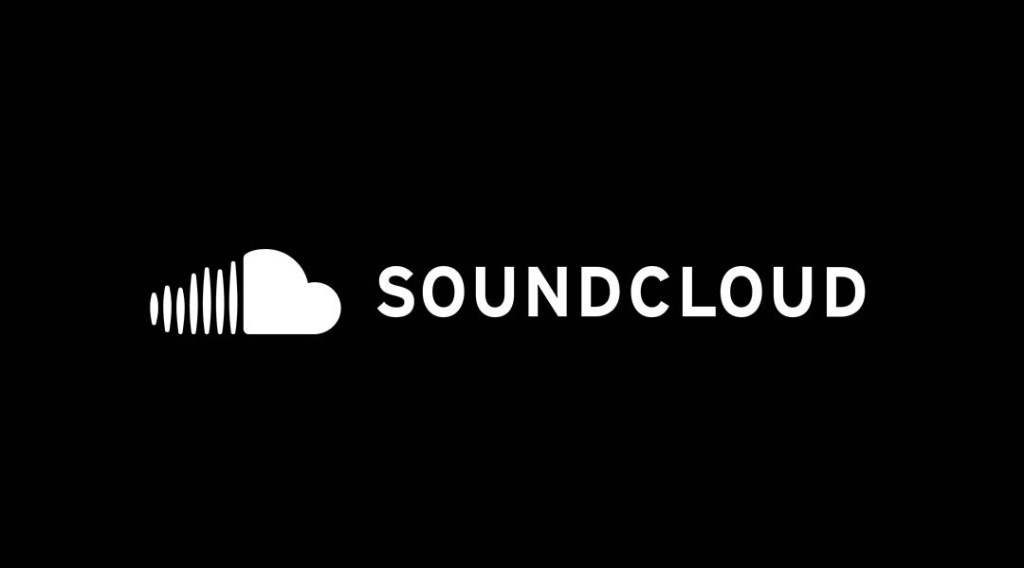 Logo do SoundCloud em preto, simbolizando a plataforma de áudio e sua nova política de IA.