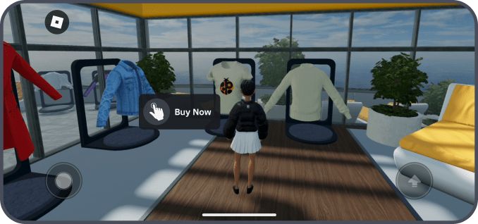 Experiência de compra em Roblox com produtos físicos integrados