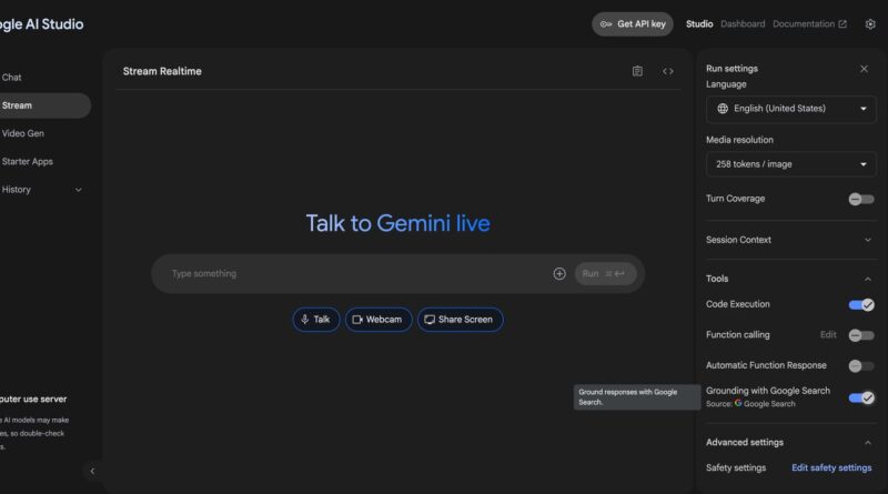 imagem inicial do google ai studio com so bovos recursos