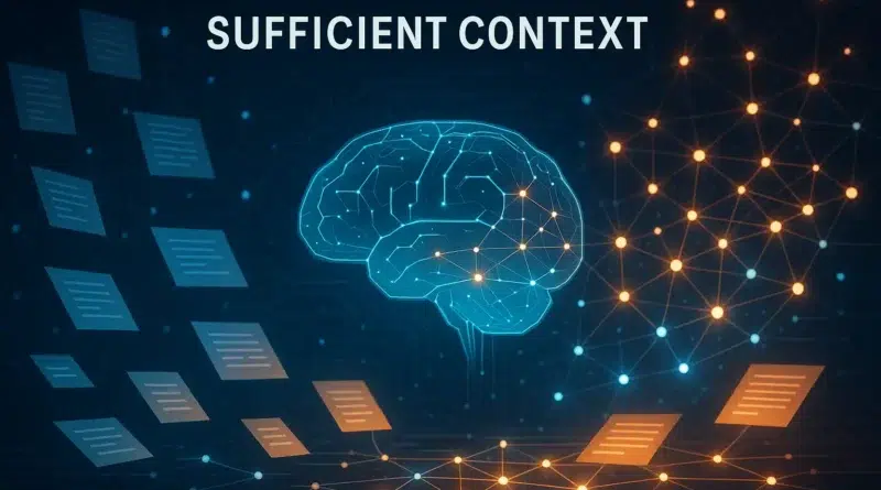 Ilustração de sistemas RAG com contexto suficiente explicando a integração da informação para IA empresarial