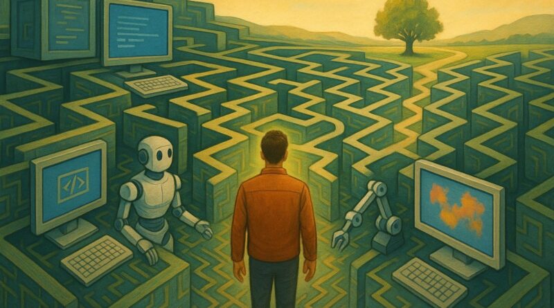 Profissional analisando gráficos e dados sobre IA e reinvenção