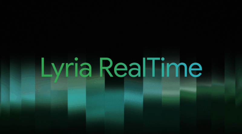 Demonstração visual do Lyria RealTime no Google I/O, IA avançada de geração musical.
