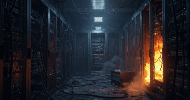 Data center afetado pelo incêndio que causou a interrupção no serviço.