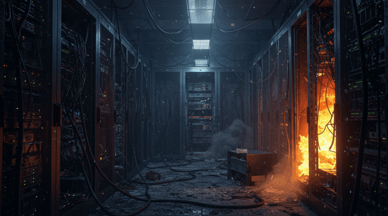 Data center afetado pelo incêndio que causou a interrupção no serviço.