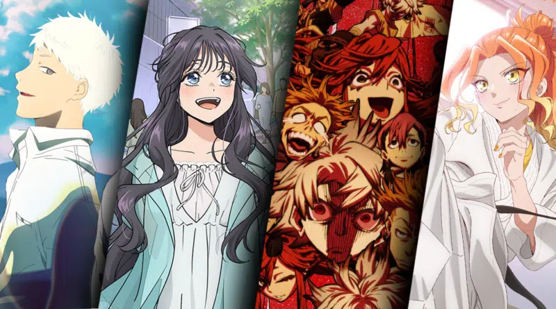 Colagem com pôsteres dos novos animes do verão 2025