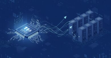 Ilustração conceitual de redes neurais e economia da computação, representando a eficiência da DeepSeek AI