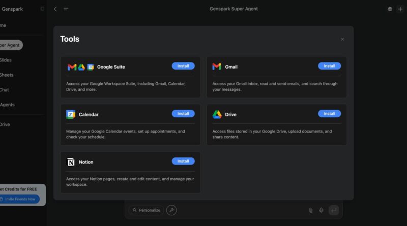 Imagem do novo recurso AI Secretary da Genspark, demonstrando sua interface intuitiva e integração com diversas ferramentas de produtividade.