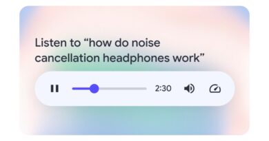 Visual do recurso Audio Overviews no Google Search, demonstrando a interface e o player de áudio