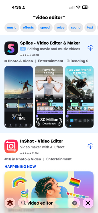 Tela da App Store com tags de IA na beta do iOS 26; tags destacam categorias e funcionalidades do app automaticamente.