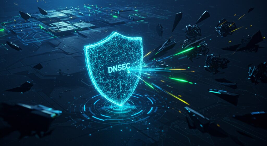DNS bloqueio de malware: proteção grátis no Windows 1 escudo de defesa na Internet com o escrito dns