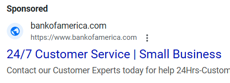 Exemplo de anúncio Google utilizado pelos criminosos para injetar parâmetros maliciosos em sites de bancos e empresas.