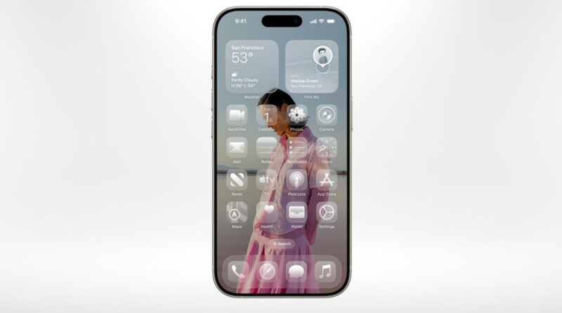 Representação do novo design Liquid Glass da Apple