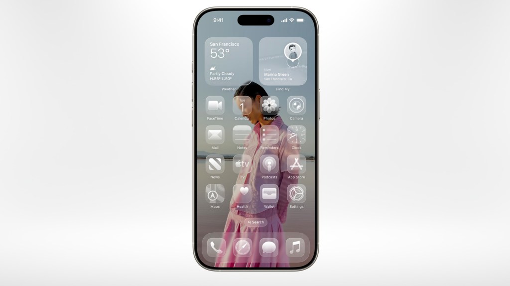 Na WWDC, Apple lança iOS 26 e macOS 26 com nova identidade 1 Representação do novo design Liquid Glass da Apple