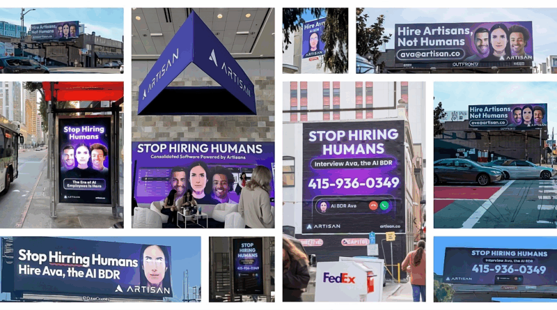 Outdoor da campanha Stop Hiring Humans em São Francisco