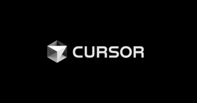 Logo do Cursor sobre fundo verde com grafismos que remetem a código