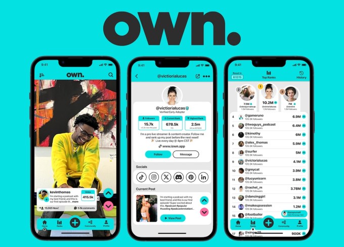 Ilustração do funcionamento do Own App, detalhando o processo de monetização via token OWN, engajamento e registro em blockchain.