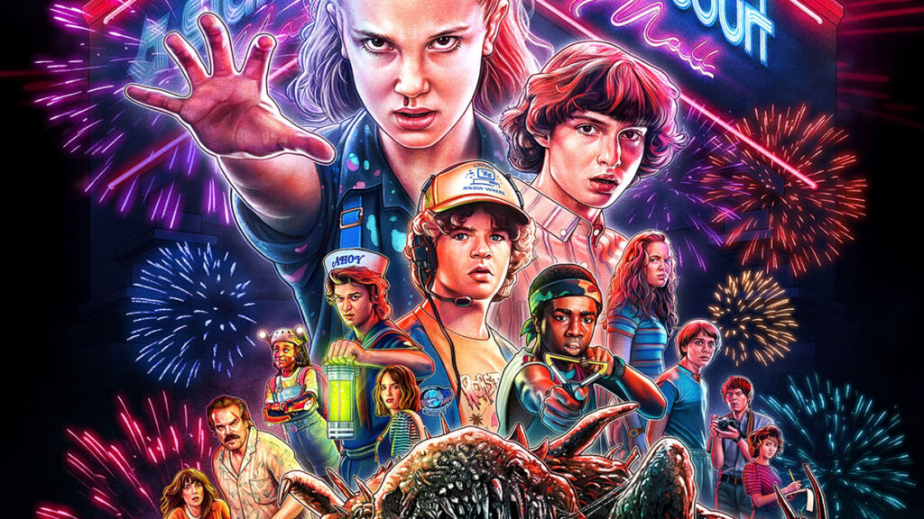 Arte conceitual de Stranger Things Tales from 85 mostrando clima sombrio e elementos da série animada