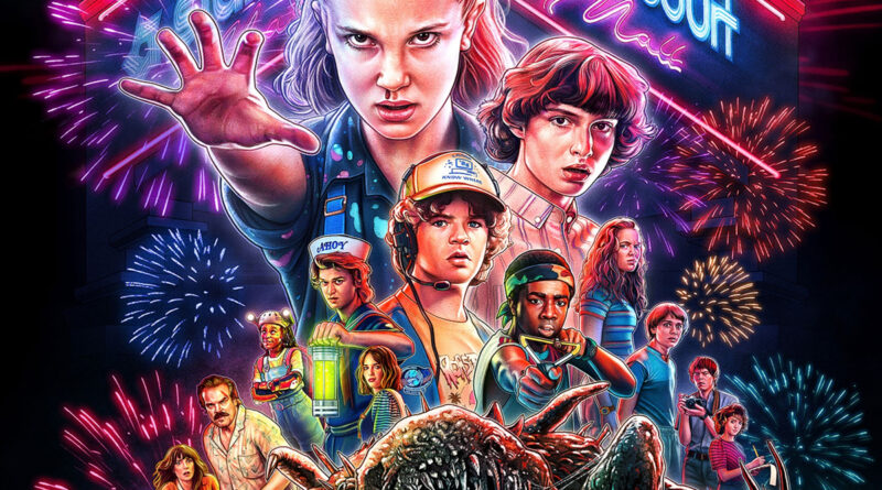 Arte conceitual de Stranger Things Tales from 85 mostrando clima sombrio e elementos da série animada