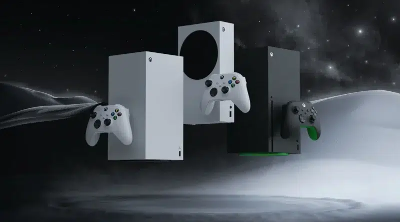 Imagem conceitual da nova geração do Xbox exibindo luz verde em fundo escuro