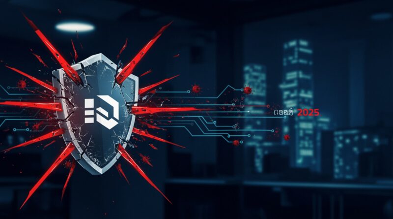 Banner digital destacando vulnerabilidade zero-day em Microsoft SharePoint, alerta sobre riscos de ataques cibernéticos e impacto em empresas de 2025