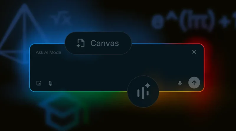 Demonstração do AI Mode no Google Search, mostrando a caixa de buscas destacada no Chrome