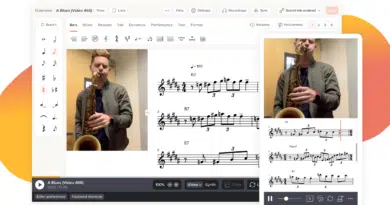 Página inicial do app Soundslice, ferramenta de ensino musical com IA e vídeos integrados