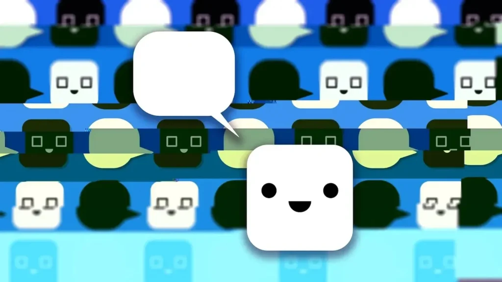 Ilustração de bots e glitch representando chatbots de IA na X