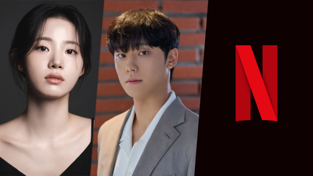 Grand Galaxy Hotel Netflix K Drama Previews. Imagem promocional com os protagonistas Lee Do Hyun e Shin Shi Ah no novo drama da Netflix, Grand Galaxy Hotel.