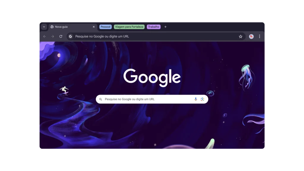 Google Chrome testa abas verticais em nova atualização 2 interface do Chrome, navegador que receberá recurso de abas verticais, com fundo colorido estilizado