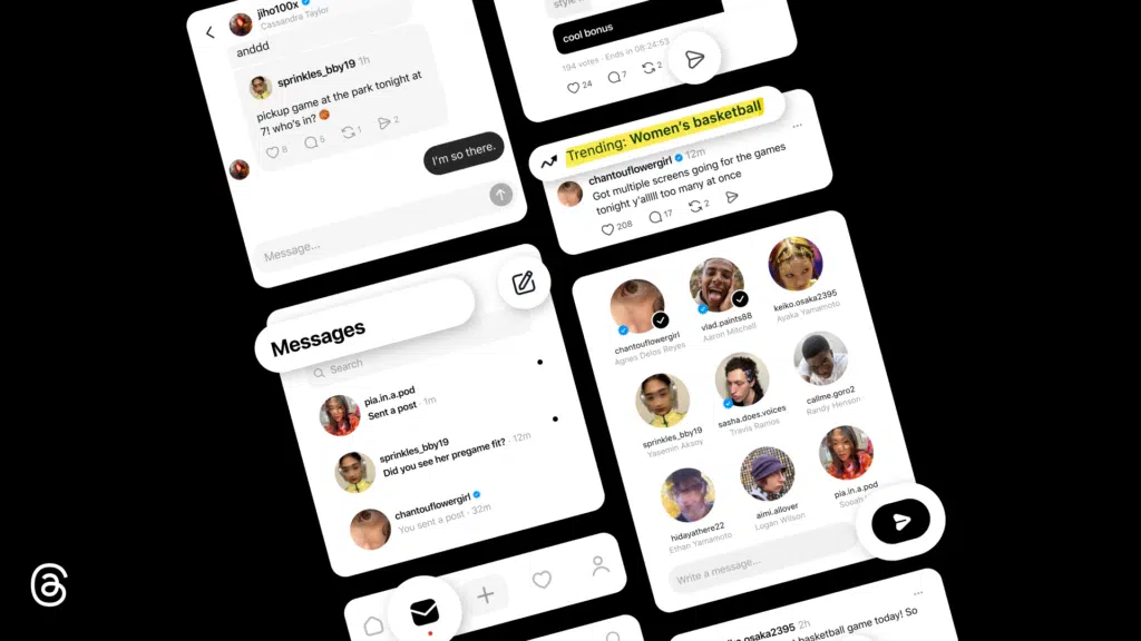 Threads lança caixa de DMs própria e se distancia do Instagram 5 Novo recurso de mensagens diretas anunciado no Threads pela Meta, mostrando visual do app.