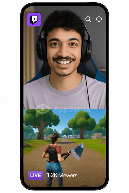 Twitch inicia testes de streams vertical: Interface do novo modo vertical da Twitch exibindo vídeos em tela cheia. Recurso testado por alguns streamers em 2025. 