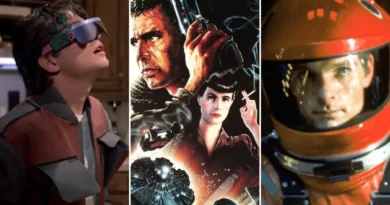 Divulgação/Universal Pictures, Warner Bros. Pictures e MGM - Montagem com cenas de filmes de ficção científica que acertaram previsões tecnológicas, incluindo tablets, inteligências artificiais, carros autônomos e realidade virtual.