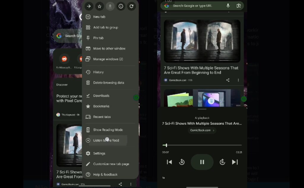 Chrome áudio inteligente no Discover: testes no Android 1 Chrome áudio inteligente no Discover transforma notícias em resumos em áudio com IA no Android