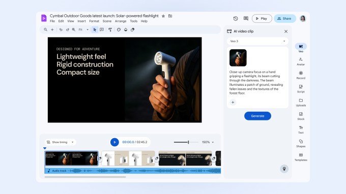 Google Vids com recurso de imagem para vídeo usando modelo Veo 3