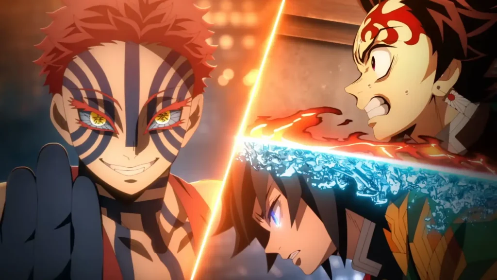 Tanjiro, Giyu e Akaza em cena inédita do trailer de Demon Slayer Infinity Castle