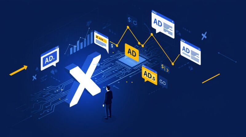 Aplicativo Grok exibido em smartphone; lançamento dos anúncios e IA; Elon Musk X Grok