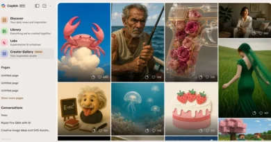 Imagem ilustrativa do Copilot Creator Gallery mostrando interface de feed com imagens IA no estilo Sora.