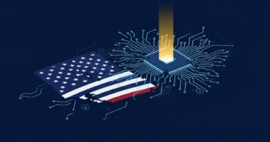 ilustração IA código aberto como tema central na liderança tecnológica americana