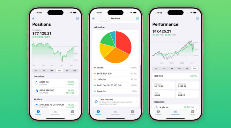 Profit rastreador de investimentos para iPhone e Mac em destaque com interface limpa e foco em privacidade