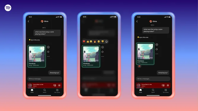 Mensagens do Spotify: reações com emoji em conversas sobre músicas