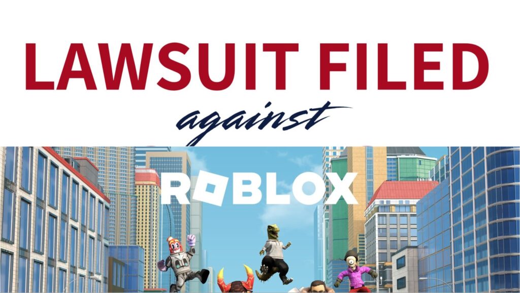 Roblox sendo processado na Louisiana devido à falha em protocolos de segurança infantil, imagem mostra personagens do Roblox pulando sobre paisagem urbana