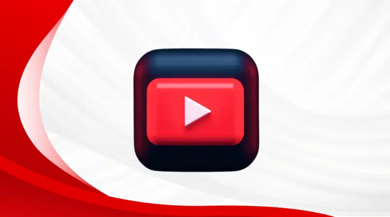 Logo do YouTube sobre fundo vermelho; anúncio do YouTube Hype com destaque ao novo botão de apoio de fãs