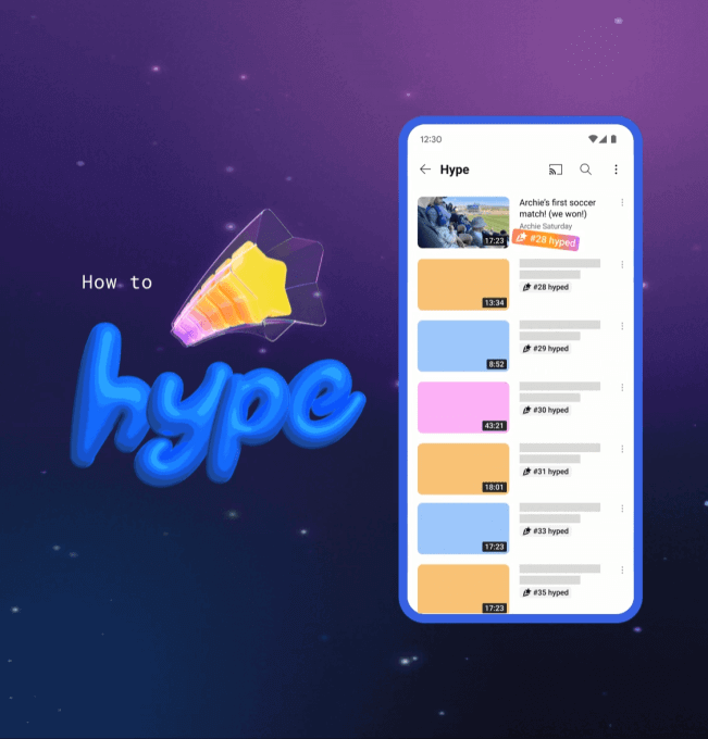 YouTube Hype é lançado globalmente para criadores 5 Interface do YouTube com o botão Hype em destaque e exemplos de vídeos hypados