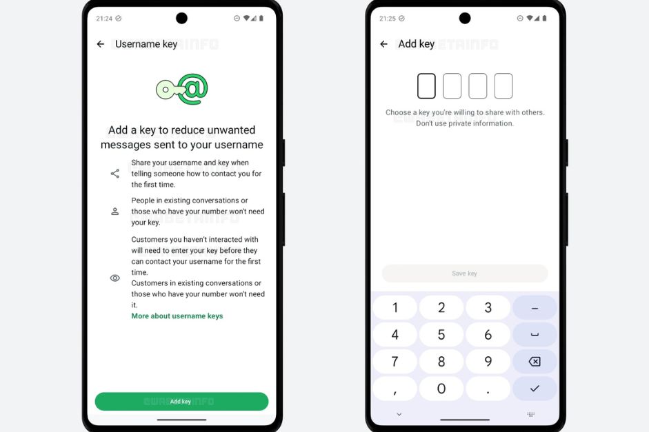 WhatsApp interface de configuração de senha para proteger nome de usuário; recurso demonstra preocupação com privacidade de usuários.