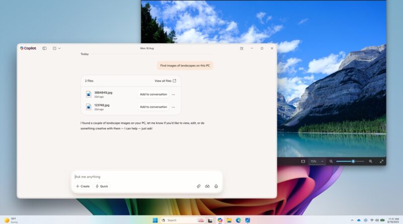 Busca semântica do Copilot no Windows 11 localiza arquivos por descrição usando linguagem natural