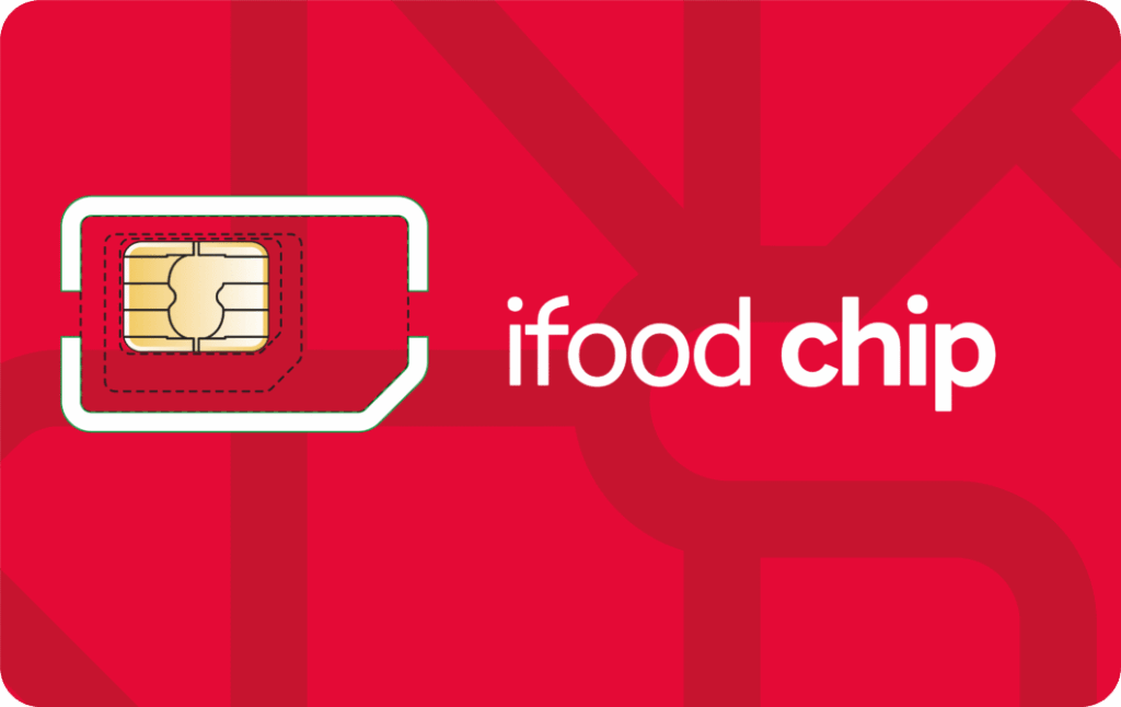 Cartela com chip físico do iFood Chip para entregadores
