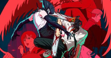 Chainsaw Man Reze Arc pôster oficial com Denji e Reze prontos para batalha