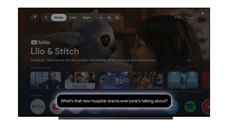 Gemini no Google TV em ação com resposta na tela da TV